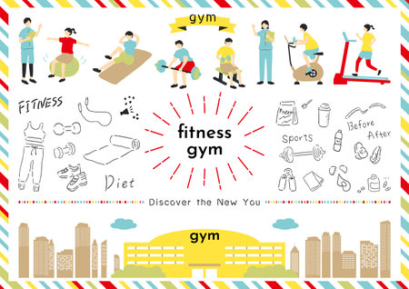 People exercising in the gymのイラスト素材
