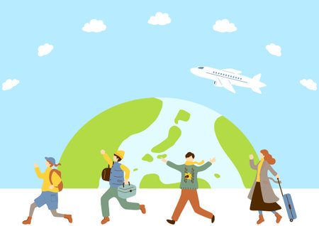 People who enjoy travelingのイラスト素材