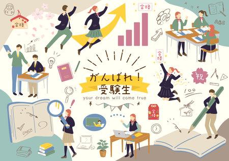 Examinees studyingのイラスト素材