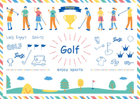 People who enjoy golfのイラスト素材