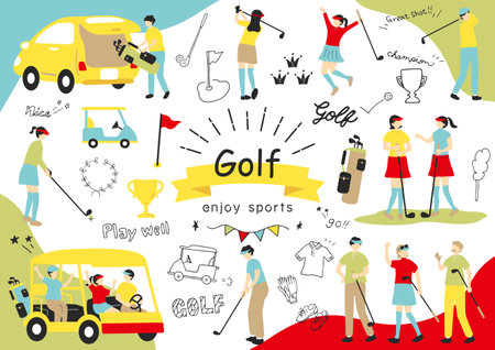 People who enjoy golfのイラスト素材