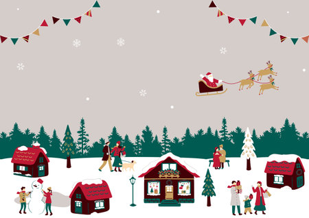 People enjoying Christmasのイラスト素材