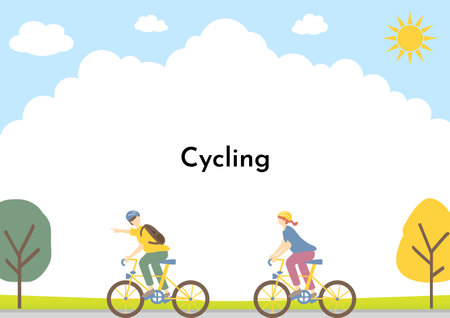 People who enjoy cyclingのイラスト素材