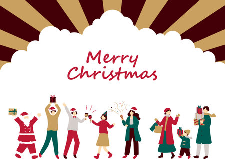 People enjoying a Christmas partyのイラスト素材