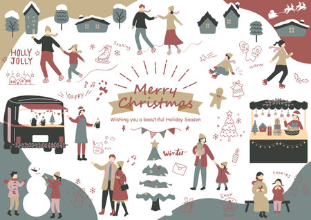 People enjoying Christmasのイラスト素材