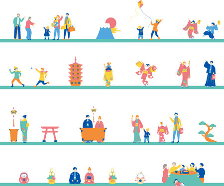 People enjoying the New Yearのイラスト素材