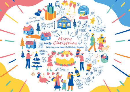 People enjoying Christmasのイラスト素材