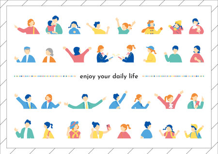 People's Daily Life Lifestyle Setのイラスト素材