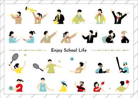 People enjoying school lifeのイラスト素材