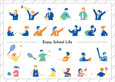 People enjoying school lifeのイラスト素材