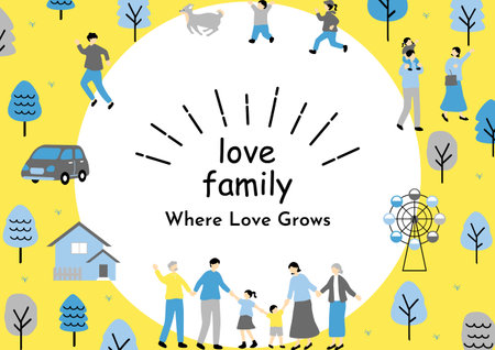 Family enjoying everyday lifeのイラスト素材