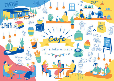 Coffee shop, cafe, restaurant, coffee shop. Vector illustration.のイラスト素材