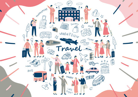 People who enjoy travelingのイラスト素材