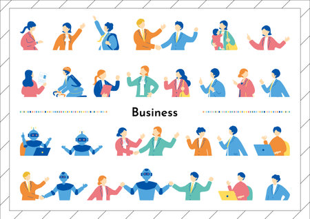 Business people icons set. Flat illustration of business people vector icons for web designのイラスト素材