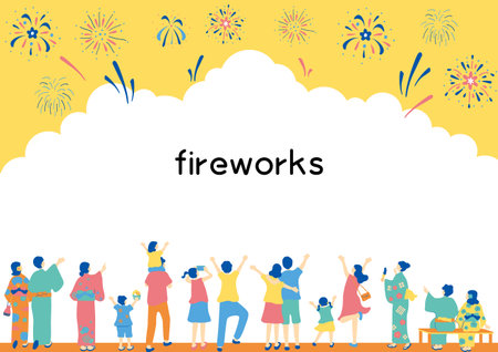 People enjoying the fireworks displayのイラスト素材