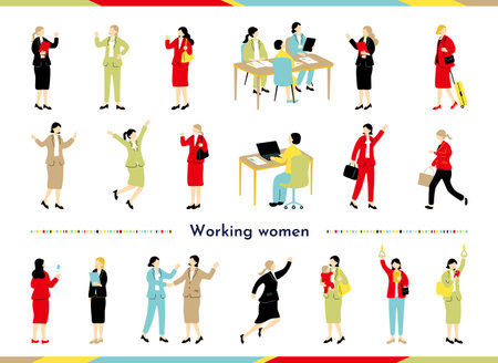 Working Women Business Scene Stock Collectionのイラスト素材