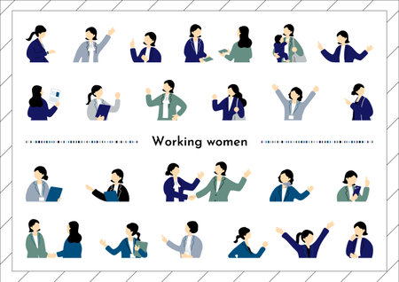Working Women Business Scene Stock Collectionのイラスト素材