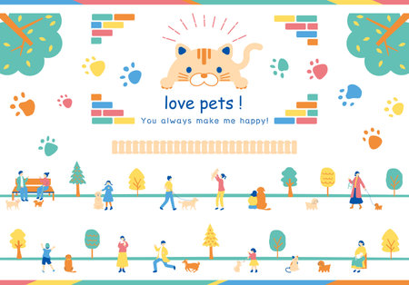 People who enjoy living with petsのイラスト素材