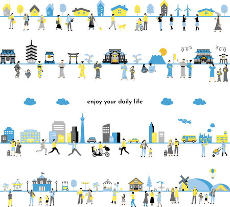 People's Daily Life Lifestyle Setのイラスト素材