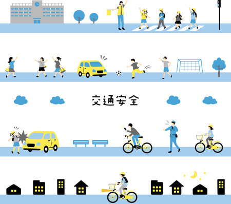 Children's Traffic Safety Seamless Illustrationのイラスト素材