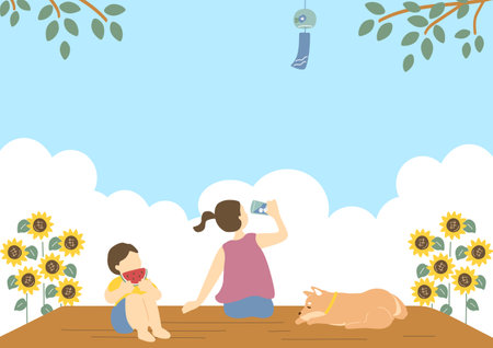 Scenery on the veranda of Japanのイラスト素材