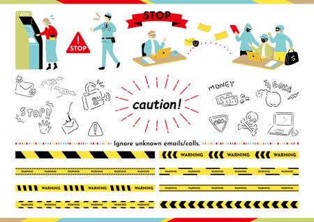 Fraud Damage Warning Illustration Collectionのイラスト素材