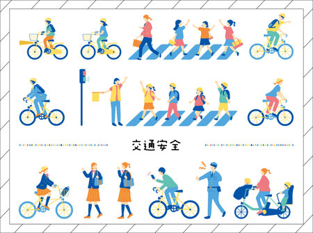 Children's Traffic Safety Seamless Illustrationのイラスト素材