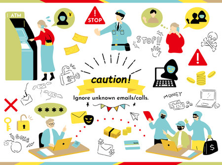 Fraud Damage Warning Illustration Collectionのイラスト素材