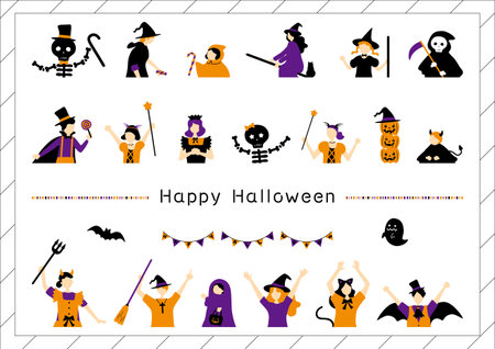 Halloween icons set isolated on white background. Vector illustration for your designのイラスト素材