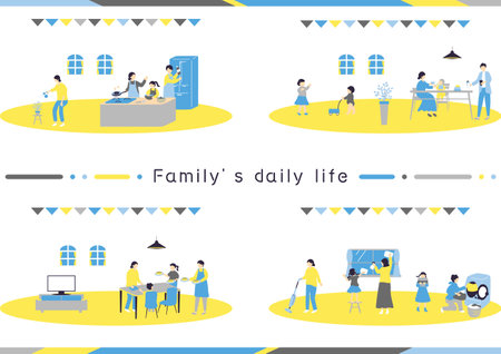 Family daily lifeのイラスト素材