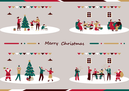 People enjoying Christmasのイラスト素材