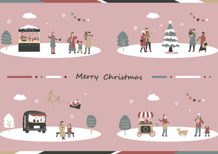 People enjoying Christmasのイラスト素材