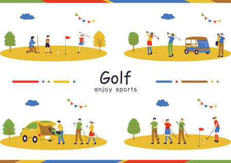 People who enjoy golfのイラスト素材