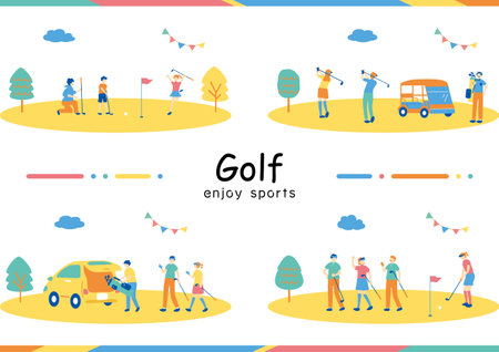 People who enjoy golfのイラスト素材
