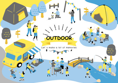 People who enjoy the outdoorsのイラスト素材