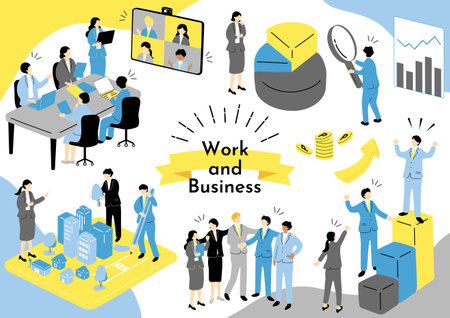 illustration of info graphic work from business concept in isometric graphicのイラスト素材