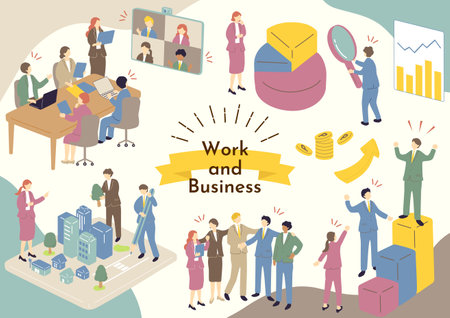 Business scene material collectionのイラスト素材