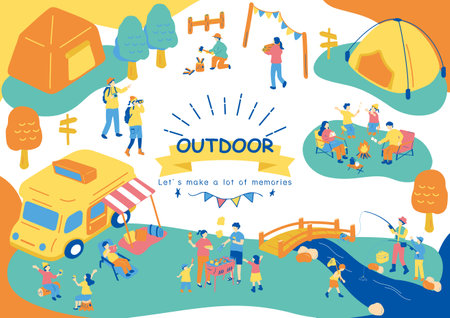 People who enjoy the outdoorsのイラスト素材