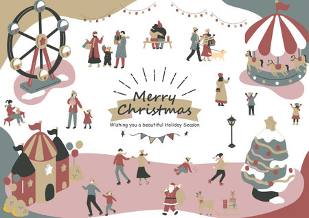 People enjoying Christmasのイラスト素材