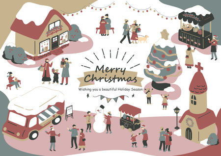 People enjoying Christmasのイラスト素材