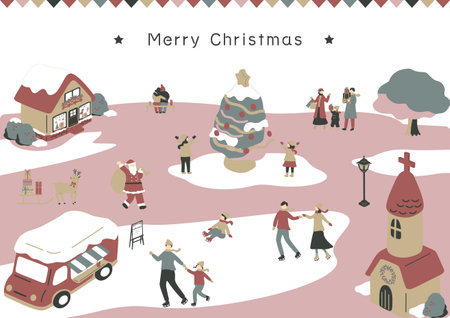 People enjoying Christmasのイラスト素材