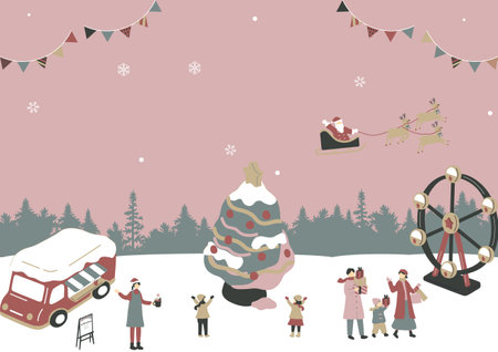 People enjoying Christmasのイラスト素材