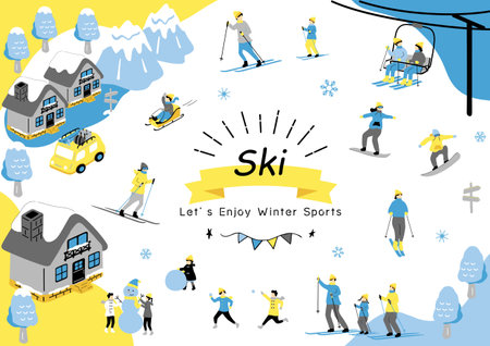 People who enjoy winter sportsのイラスト素材
