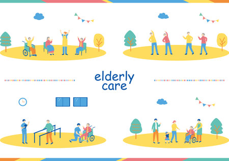 Elderly care illustration collectionのイラスト素材