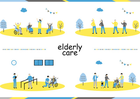 Elderly care illustration collectionのイラスト素材