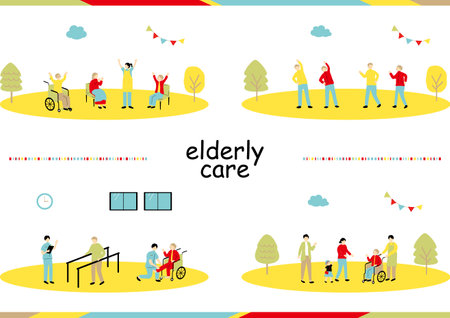 Elderly care illustration collectionのイラスト素材