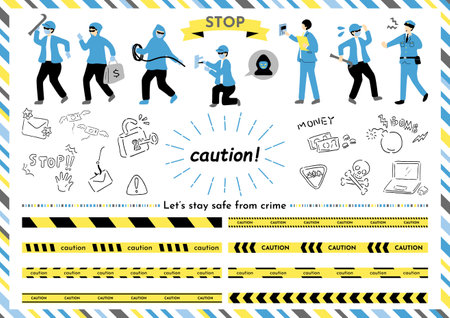 Crime prevention illustration collectionのイラスト素材