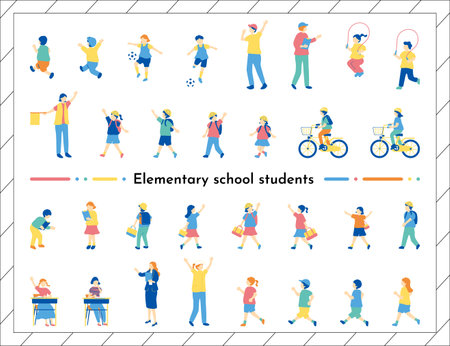 Elementary school student character setのイラスト素材