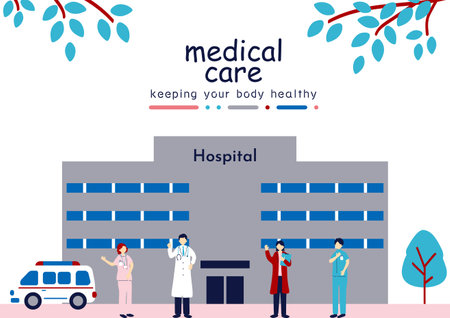 Hospitals and healthcare workersのイラスト素材