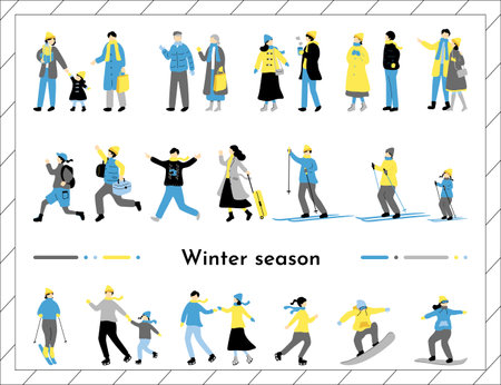 Winter people illustration setのイラスト素材